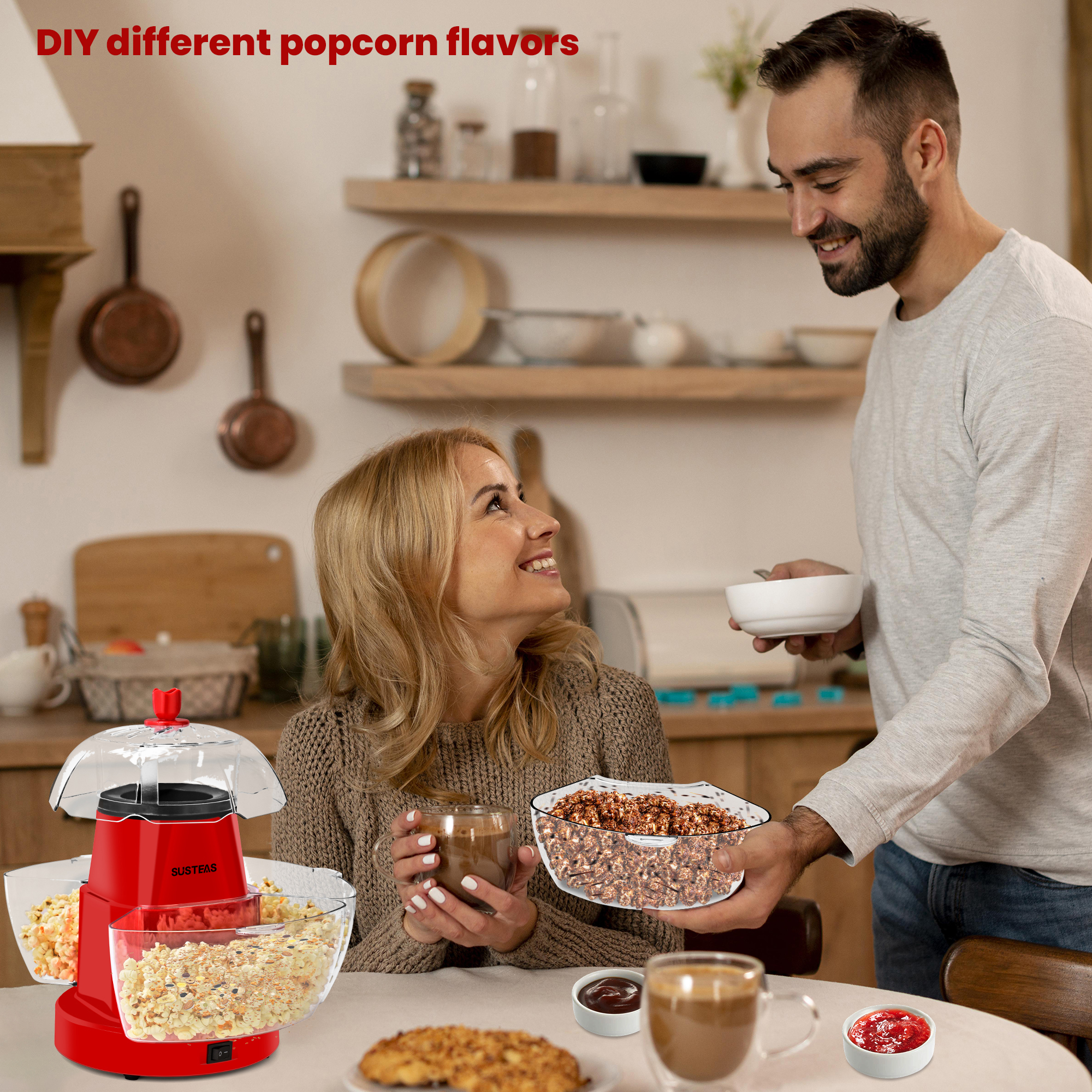Air Popcorn Maker - 1200W Electric Hot Air Popcorn Maker,