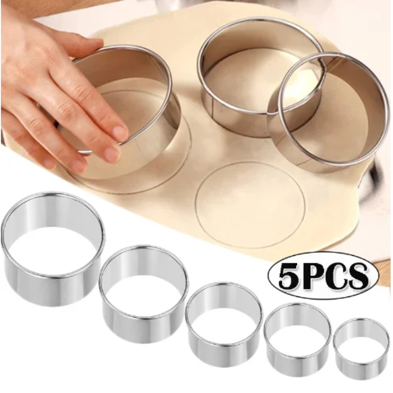 5PCS Round Stainless Steel Bis - Kitchen Appliances Baking 评论和价格